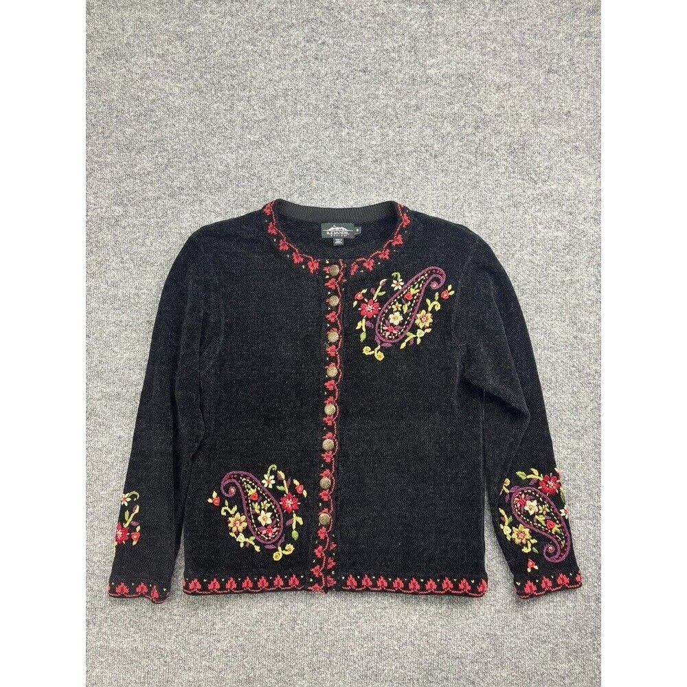 Icelandic Designs Sweater Women's Medium Embroidered Button‎ Up Cotton Blend